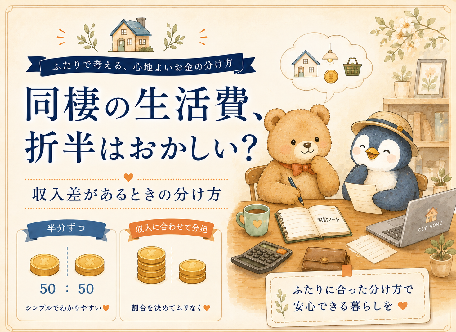 同棲の生活費、折半はおかしい？収入差があるときの分け方