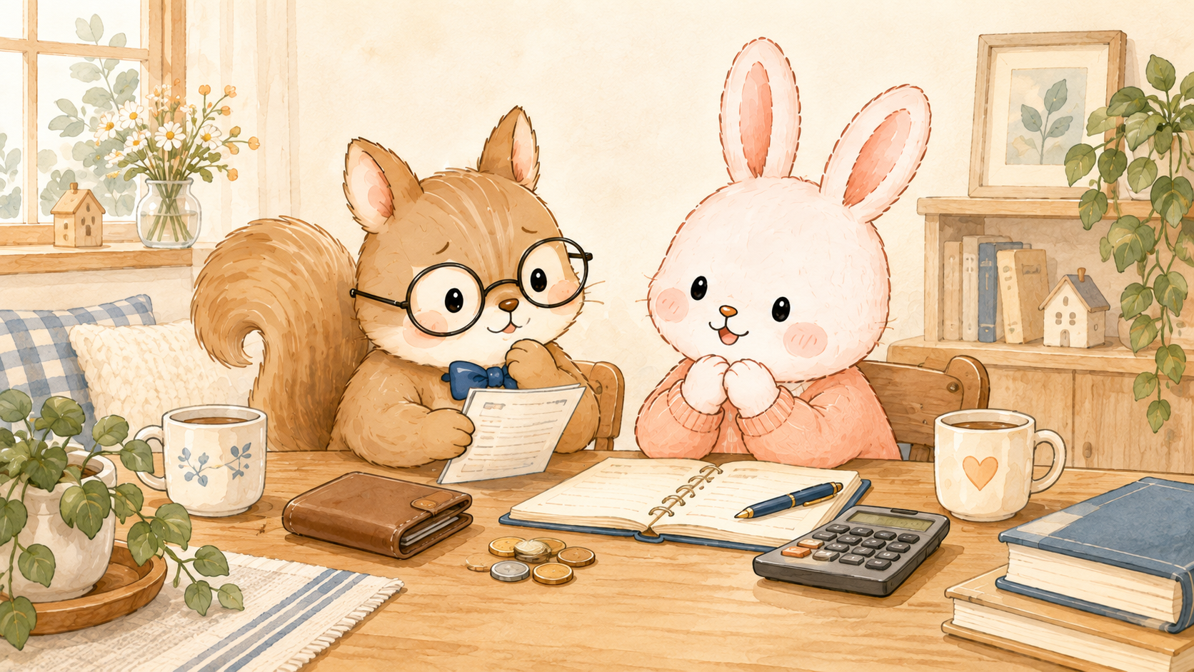 彼氏の借金について話し合うカップルのイラスト