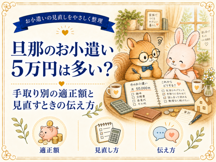 旦那のお小遣い5万円は多い？手取り別の適正額と、見直すときの伝え方